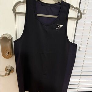 Gymshark Men’s Black Swim Tank with White Logo